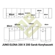 JUNO ELENA 200x200 cm L alakú konyhablokk sonoma