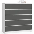 Kép 1/4 - K120 Komód 10 fiókkal Fehér / Szürke