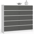 Kép 1/4 - K140 Komód 10 fiókkal Fehér / Szürke