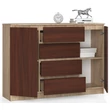 Kép 2/7 - K140 Komód 2 ajtóval 4 fiókkal Sonoma tölgy / Wenge