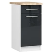 Kép 1/7 - OLIWIA Alsószekrény 40cm 1 fiókkal Fehér / Fényes Grafit