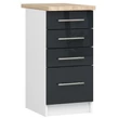 Kép 1/7 - OLIWIA Alsószekrény 40cm 4 fiókkal Fehér / Fényes Grafit