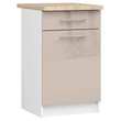 Kép 1/7 - OLIWIA Alsószekrény 50cm 1 fiókkal és 1 ajtóval Fehér / Fényes Cappuccino