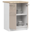 Kép 3/7 - OLIWIA Alsószekrény 60cm 2 ajtóval Fehér / Fényes Cappuccino