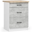 Kép 1/6 - OLIWIA Alsószekrény 60cm 3 fiókkal Fehér / Beton