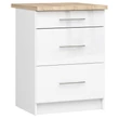 Kép 1/7 - OLIWIA Alsószekrény 60cm 3 fiókkal Fehér / Fényes fehér