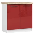Kép 1/7 - OLIWIA Alsószekrény 80cm Fehér / Fényes Vörös