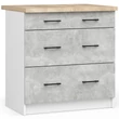 Kép 1/6 - OLIWIA Alsószekrény 80cm 3 fiókkal Fehér / Beton