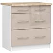 Kép 1/7 - OLIWIA Alsószekrény 80cm 3 fiókkal Fehér / Fényes Cappuccino