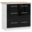 Kép 1/7 - OLIWIA Alsószekrény 80cm 3 fiókkal Fehér / Fényes fekete