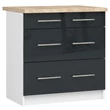 Kép 1/7 - OLIWIA Alsószekrény 80cm 3 fiókkal Fehér / Fényes Grafit