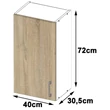 Kép 5/8 - LIMA Felsőszekrény 40cm / 72cm Fehér / Sonoma tölgy