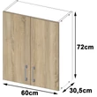 Kép 5/7 - LIMA Felsőszekrény 60cm / 72cm Fehér / Sonoma tölgy