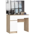 Kép 1/4 - Fésülködőszekrény tükörrel P-2 / SL 900x600 Balos Sonoma tölgy / Fehér