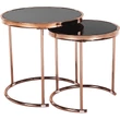 Kép 1/18 - 2 darabos dohányzóasztal készlet, rose gold króm rózsaszín/fekete, MORINO