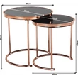 Kép 15/18 - 2 darabos dohányzóasztal készlet, rose gold króm rózsaszín/fekete, MORINO