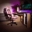 Kép 3/10 - Irodai/gamer szék RGB LED-világítással, rózsaszín/fehér, JOVELA