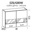 JUNO ELENA felső vitrines szekrény 80 cm