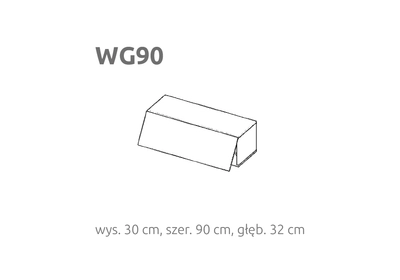 BRIKS Felfelé nyíló fekvő fali szekrény WG90 Prémium fronttal