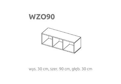 BRIKS Nyitott fekvő fali szekrény WZO90