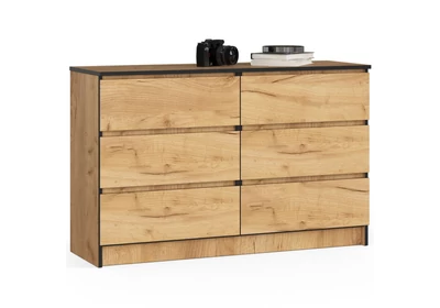 K120 Komód 6 fiókkal Craft Tölgy