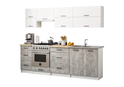 OLIWIA Konyhablokk G2 240cm Fehér-Beton