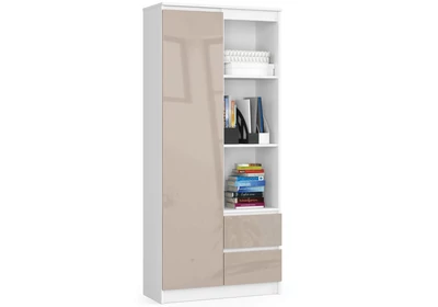 R11 Magas szekrény R80 1 ajtóval és 2 fiókkal Fényes Cappuccino