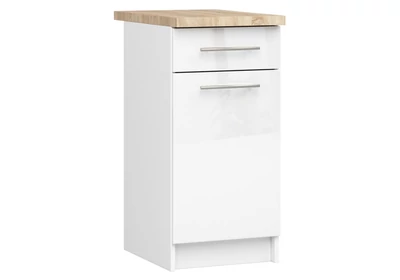 OLIWIA Alsószekrény 40cm 1 fiókkal Fehér / Fényes fehér