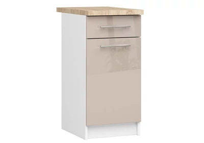 OLIWIA Alsószekrény 40cm 1 fiókkal Fehér / Fényes Cappuccino