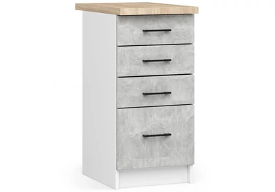 OLIWIA Alsószekrény 40cm 4 fiókkal Fehér / Beton