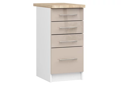 OLIWIA Alsószekrény 40cm 4 fiókkal Fehér / Fényes Cappuccino