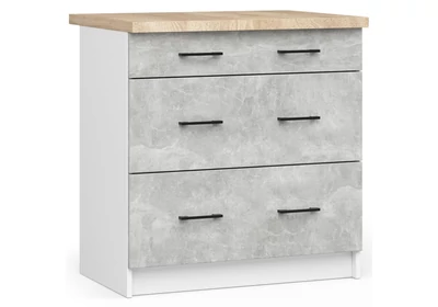 OLIWIA Alsószekrény 80cm 3 fiókkal Fehér / Beton