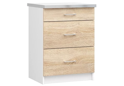 LIMA Konyhabútor elem 60cm 3 fiókkal Fehér / Sonoma tölgy
