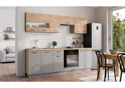 PATI Konyhablokk 240cm Artisan tölgy és Világos grafit színben