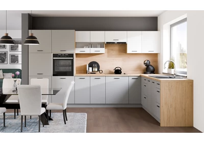 PATI Sarok Konyhablokk „L” alakú 350x250cm Fehér és Világos grafit színben