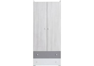 COMO SYSTEM 3 akasztós szekrény fehér - fehér tölgy - szürke színű, kétajtós, kétfiókos