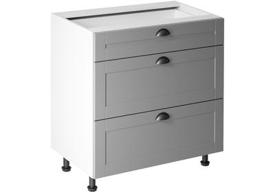 Linea Grey D80S3 alsó konyhaszekrény, szürke / fehér