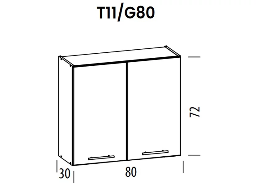 Tiffany felső szekrény 80 cm  Fényes fehér fronttal