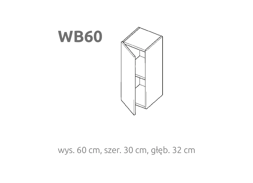 BRIKS Oldalra nyíló álló fali szekrény WB60 Prémium fronttal