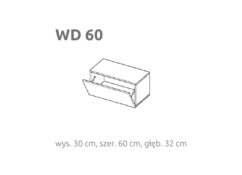 BRIKS Lefelé nyíló fekvő fali szekrény WD60 Prémium fronttal