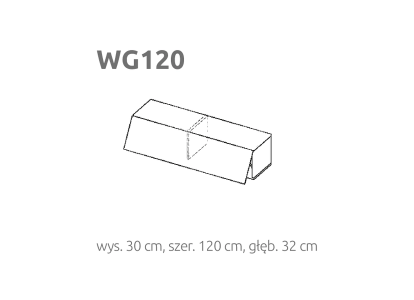 BRIKS Felfelé nyíló fekvő fali szekrény WG120 Prémium fronttal