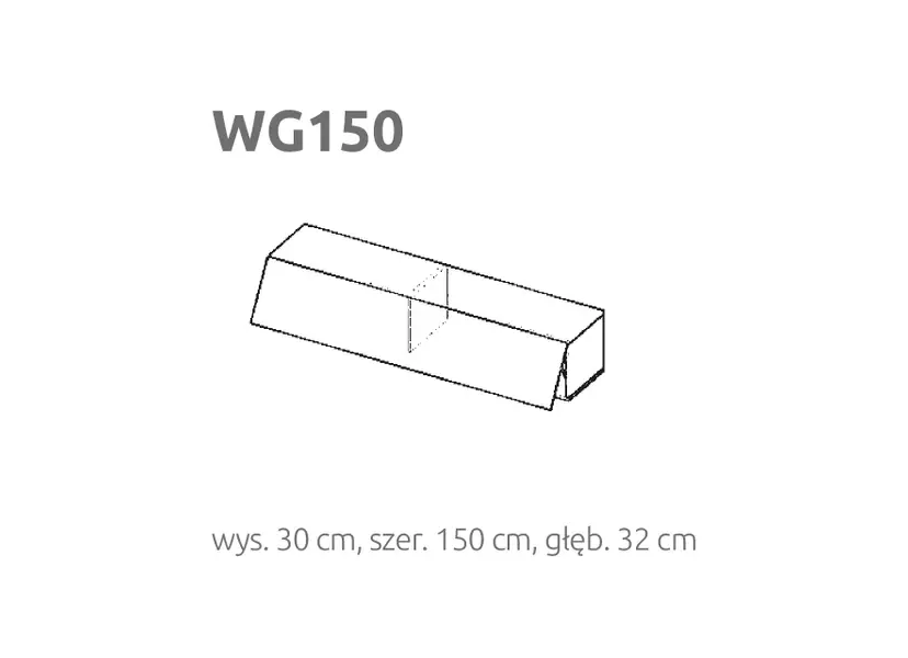 BRIKS Felfelé nyíló fekvő fali szekrény WG150 Prémium fronttal