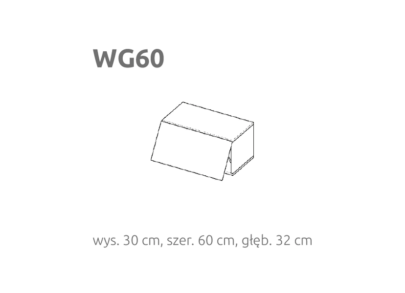 BRIKS Felfelé nyíló fekvő fali szekrény WG60 Prémium fronttal