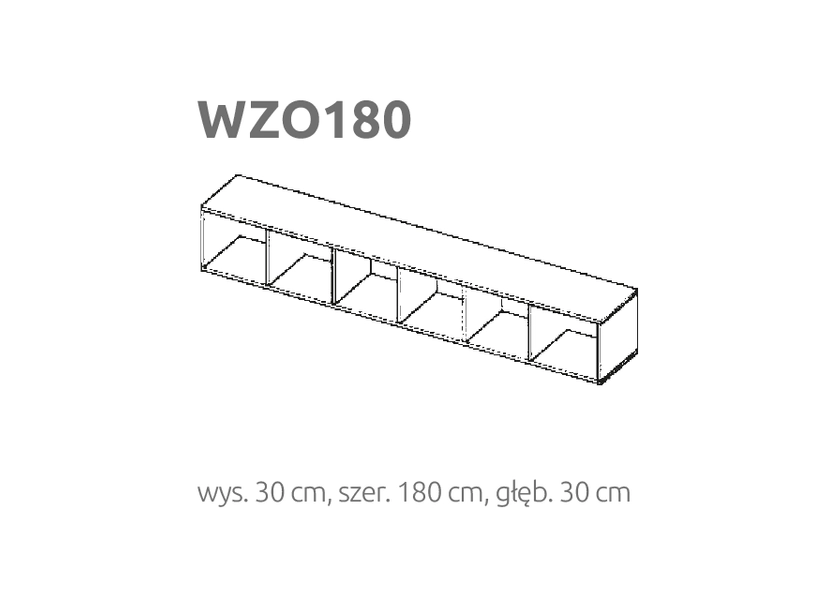 BRIKS Nyitott fekvő fali szekrény WZO180