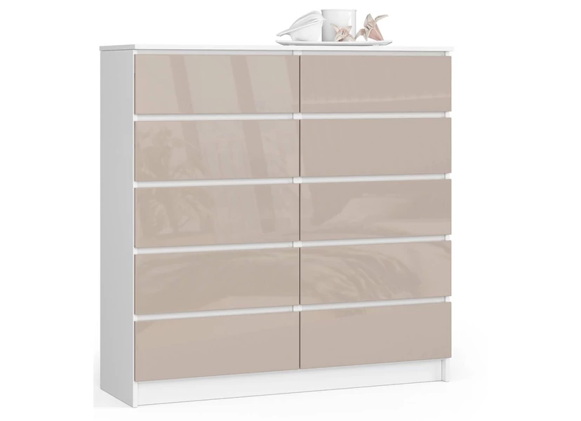 K120 Komód 10 fiókkal Fényes Cappuccino