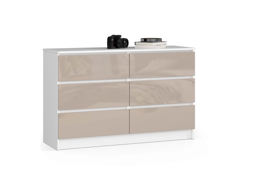 K120 Komód 6 fiókkal Fényes Cappuccino