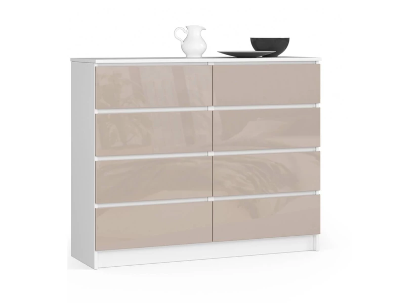 K120 Komód 8 fiókkal Fényes Cappuccino