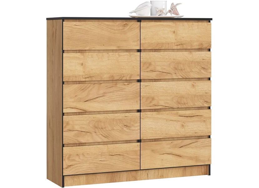 K120 Komód 10 fiókkal Craft Tölgy