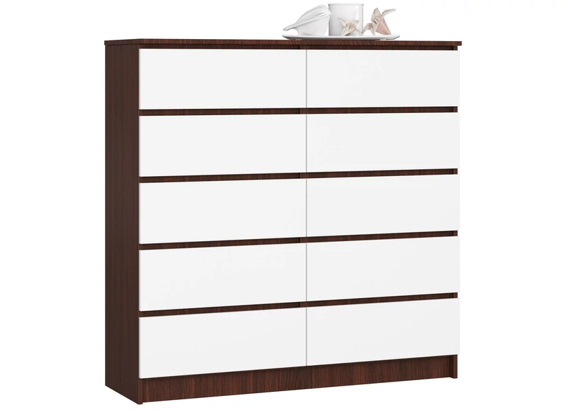 K120 Komód 10 fiókkal Wenge / Fehér