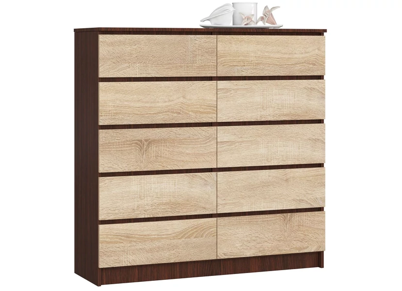 K120 Komód 10 fiókkal Wenge / Sonoma tölgy